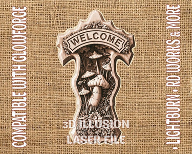 Welcome sign 3d illusion & laser-ready files - 3DWave.us